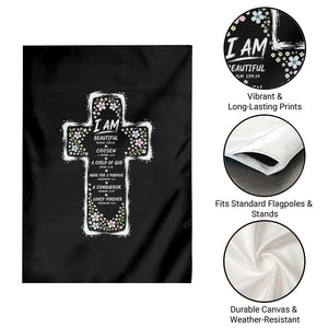 Christian Floral Cross Affirmation Garden Flag Bible Verse Inspirational Faith Girl Christening Floral TS10 Print Your Wear