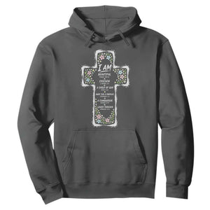 Christian Floral Cross Affirmation Hoodie Bible Verse Inspirational Faith Girl Christening Floral TS10 Dark Heather Print Your Wear