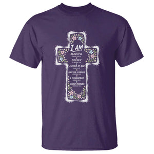 Christian Floral Cross Affirmation T Shirt Bible Verse Inspirational Faith Girl Christening Floral TS10 Purple Print Your Wear