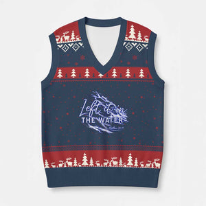 Christian Baptism V-Neck Knit Sweater Vest Left It In The Water Matthew 28 19 TS10 Navy Red Print Your Wear