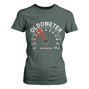Funny 50th Birthday T Shirt For Women Oldometer Odometer 50 Year Old Joke TS10 Dark Forest Green Print Your Wear