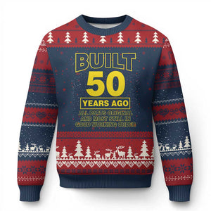 Funny 50th Birthday Ugly Christmas Sweater Galaxy Built 50 Years Ago Parts Original TS10 Navy Red Print Your Wear