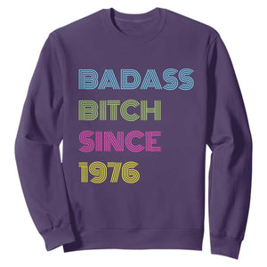 Funny 50th Birthday Sweatshirt Retro Vintage Badass Bih Since 1976 TS10 Purple Print Your Wear