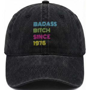 Funny 50th Birthday Washed Cotton Baseball Cap Retro Vintage Badass Bih Since 1976 TS10 Print Your Wear