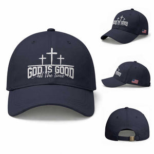 God Is Good Baseball Cap Jesus Cross Minimal Religious Faith Bible Verse Inspirational TS10 Baseball Cap Universal Fit Navy Print Your Wear