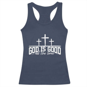 God Is Good Racerback Tank Top Jesus Cross Minimal Religious Faith Bible Verse Inspirational TS10 Navy Print Your Wear