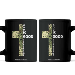 God Is Good Coffee Mug Camo Cross Religious Jesus Faith Bible Verse Inspirational TS10 Black Print Your Wear