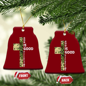 God Is Good Ceramic Ornament Camo Cross Religious Jesus Faith Bible Verse Inspirational TS10 Print Your Wear