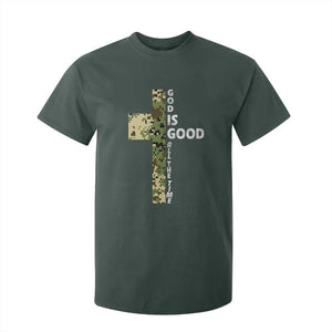 God Is Good T Shirt For Kid Camo Cross Religious Jesus Faith Bible Verse Inspirational TS10 Dark Forest Green Print Your Wear