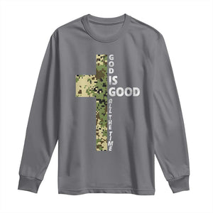 God Is Good Long Sleeve Shirt Camo Cross Religious Jesus Faith Bible Verse Inspirational TS10 Charcoal Print Your Wear