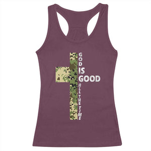 God Is Good Racerback Tank Top Camo Cross Religious Jesus Faith Bible Verse Inspirational TS10 Maroon Print Your Wear