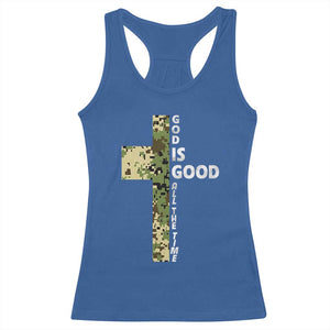God Is Good Racerback Tank Top Camo Cross Religious Jesus Faith Bible Verse Inspirational TS10 Royal Blue Print Your Wear
