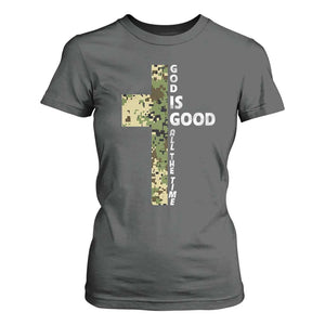 God Is Good T Shirt For Women Camo Cross Religious Jesus Faith Bible Verse Inspirational TS10 Dark Heather Print Your Wear