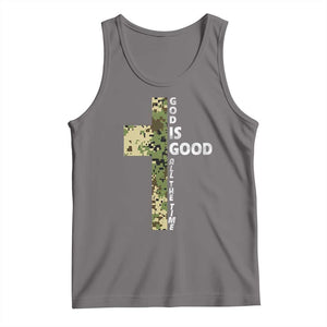 God Is Good Tank Top Camo Cross Religious Jesus Faith Bible Verse Inspirational TS10 Deep Heather Print Your Wear