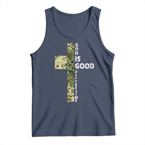 God Is Good Tank Top Camo Cross Religious Jesus Faith Bible Verse Inspirational TS10 Navy Print Your Wear