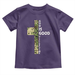 God Is Good Toddler T Shirt Camo Cross Religious Jesus Faith Bible Verse Inspirational TS10 Purple Print Your Wear