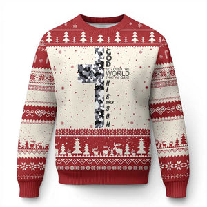 Son Of God Jesus Ugly Christmas Sweater Camo Christ Cross Christian 9 John 3 16 TS10 Beige Red Print Your Wear