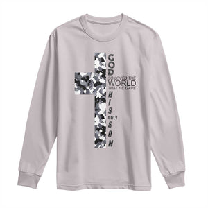 Son Of God Jesus Long Sleeve Shirt Camo Christ Cross Christian 9 John 3 16 TS10 Ice Gray Print Your Wear