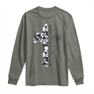 Son Of God Jesus Long Sleeve Shirt Camo Christ Cross Christian 9 John 3 16 TS10 Military Green Print Your Wear