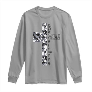 Son Of God Jesus Long Sleeve Shirt Camo Christ Cross Christian 9 John 3 16 TS10 Sport Gray Print Your Wear