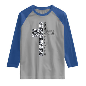Son Of God Jesus Raglan Shirt Camo Christ Cross Christian 9 John 3 16 TS10 Sport Gray Royal Print Your Wear