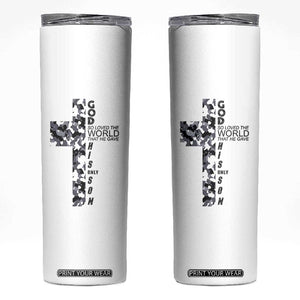 Son Of God Jesus Skinny Tumbler Camo Christ Cross Christian 9 John 3 16 TS10 White Print Your Wear
