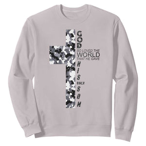Son Of God Jesus Sweatshirt Camo Christ Cross Christian 9 John 3 16 TS10 Ice Gray Print Your Wear