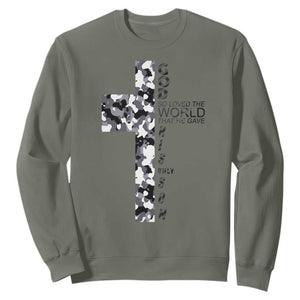 Son Of God Jesus Sweatshirt Camo Christ Cross Christian 9 John 3 16 TS10 Military Green Print Your Wear