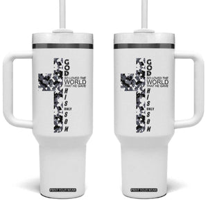 Son Of God Jesus Tumbler With Handle Camo Christ Cross Christian 9 John 3 16 TS10 One Size: 40 oz White Print Your Wear