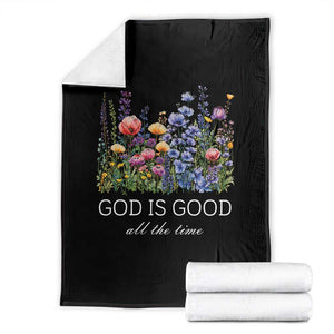 God Is Good Throw Blanket Wildflower Christian Jesus Graphic Religious Bible Verse TS10 Black Print Your Wear