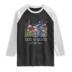 God Is Good Raglan Shirt Wildflower Christian Jesus Graphic Religious Bible Verse TS10 Black White Print Your Wear