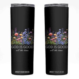 God Is Good Skinny Tumbler Wildflower Christian Jesus Graphic Religious Bible Verse TS10 Black Print Your Wear