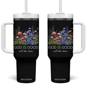 God Is Good Tumbler With Handle Wildflower Christian Jesus Graphic Religious Bible Verse TS10 One Size: 40 oz Black Print Your Wear