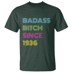 Funny 90th Birthday T Shirt Retro Vintage Badass Bih Since 1936 TS10 Dark Forest Green Print Your Wear