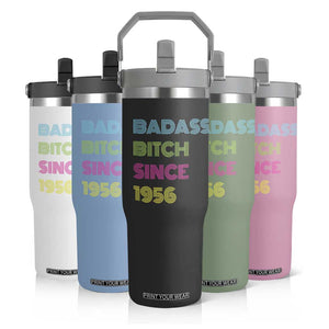Funny 70th Birthday Flip Straw Tumbler Retro Vintage Badass Bih Since 1956 TS10 Print Your Wear