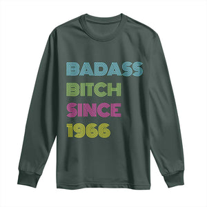 Funny 60th Birthday Long Sleeve Shirt Retro Vintage Badass Bih Since 1966 TS10 Dark Forest Green Print Your Wear