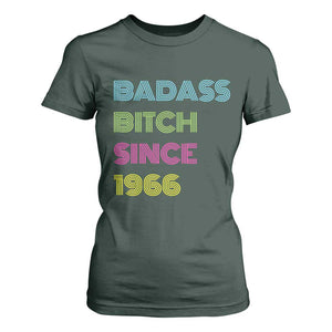 Funny 60th Birthday T Shirt For Women Retro Vintage Badass Bih Since 1966 TS10 Dark Forest Green Print Your Wear