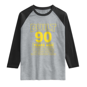 Funny 90th Birthday Raglan Shirt Galaxy Built 90 Years Ago Parts Original TS10 Heather Gray Black Print Your Wear