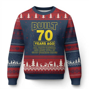 Funny 70th Birthday Ugly Christmas Sweater Galaxy Built 70 Years Ago Parts Original TS10 Navy Red Print Your Wear