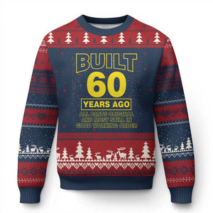Funny 60th Birthday Ugly Christmas Sweater Galaxy Built 60 Years Ago Parts Original TS10 Navy Red Print Your Wear