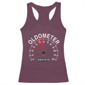 Funny 60th Birthday Racerback Tank Top Oldometer Odometer 60 Year Old Joke TS10 Maroon Print Your Wear