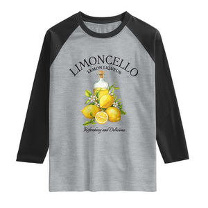 Vintage Limoncello Lemon Liqueur Raglan Shirt Italian Summer Letter Fruit Printed Graphic TS10 Heather Gray Black Print Your Wear