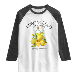 Vintage Limoncello Lemon Liqueur Raglan Shirt Italian Summer Letter Fruit Printed Graphic TS10 White Heather Charcoal Print Your Wear