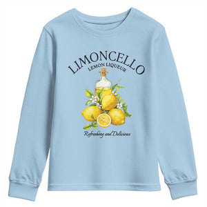 Vintage Limoncello Lemon Liqueur Youth Sweatshirt Italian Summer Letter Fruit Printed Graphic TS10 Light Blue Print Your Wear