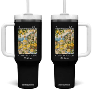 Limoncello Amalfi Coast Tumbler With Handle Lemon Lover Italian Summer Fruit TS10 One Size: 40 oz Black Print Your Wear