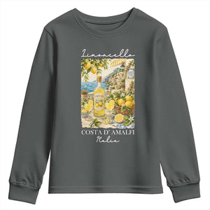 Limoncello Amalfi Coast Youth Sweatshirt Lemon Lover Italian Summer Fruit TS10 Dark Heather Print Your Wear