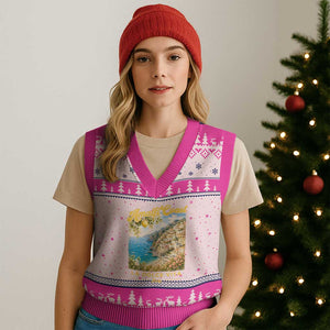 Amalfi Coast La Dolce Vita Italy V-Neck Knit Sweater Vest Vintage Summer Amalfi Coast TS10 Hot Pink Print Your Wear