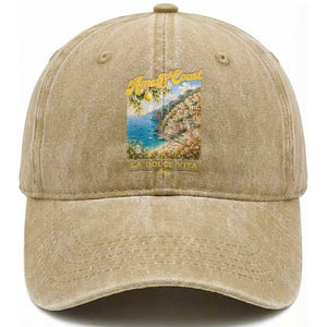Amalfi Coast La Dolce Vita Italy Washed Cotton Baseball Cap Vintage Summer Amalfi Coast