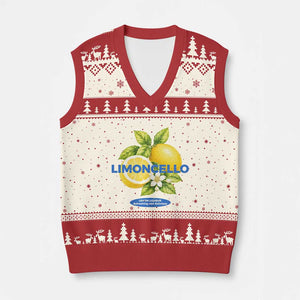 Vintage Limoncello Lemon Liqueur V-Neck Knit Sweater Vest Citrus Fruit Botanical Italian Summer Graphic TS10 Beige Red Print Your Wear