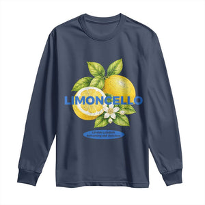 Vintage Limoncello Lemon Liqueur Long Sleeve Shirt Citrus Fruit Botanical Italian Summer Graphic TS10 Navy Print Your Wear